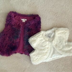 2-Pack Little Girls’ Fluffy Faux Fur Party Vests